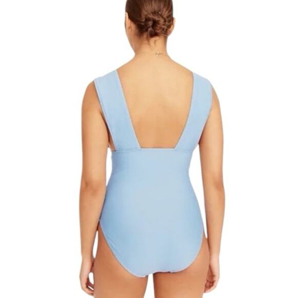 J. Crew V-Neck One Piece Swimsuit - Baby Blue - Size 22 NWT - Picture 3 of 12